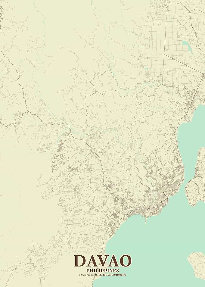 Davao City Minimalist Vintage Map