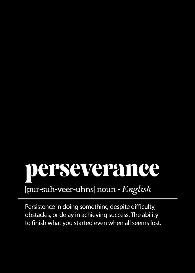 Perseverance Definition, Work From Home Inspirational Wall Art
