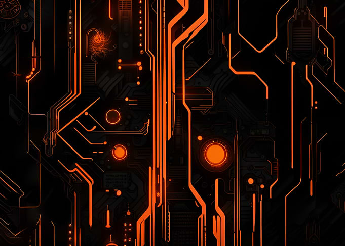 Neon Orange and Black Circuitry