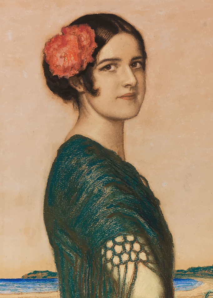 Woman in Green Shawl Franz von Stuck