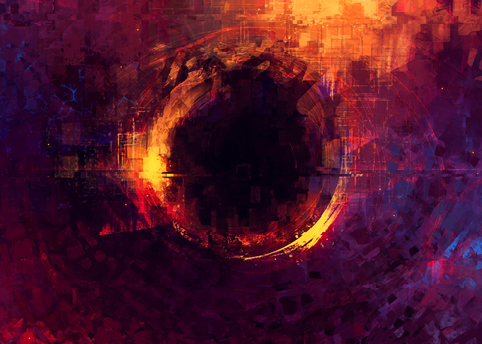 Abstract Black Hole Painting – Stylized Impressionist Artwork of the Universe’s Mystery