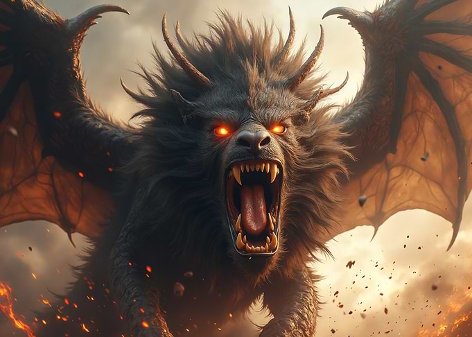 Furry Winged Chimera Beast