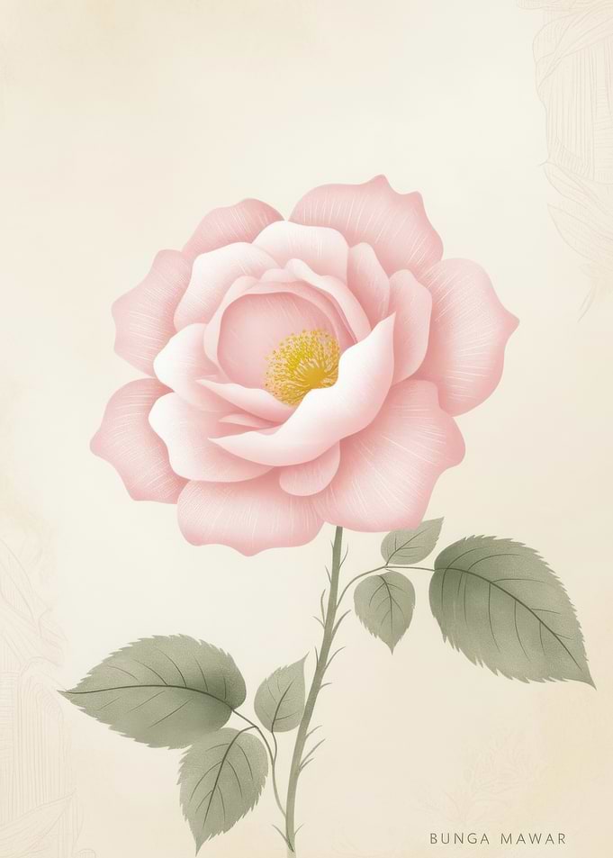 Pink Rose Illustration