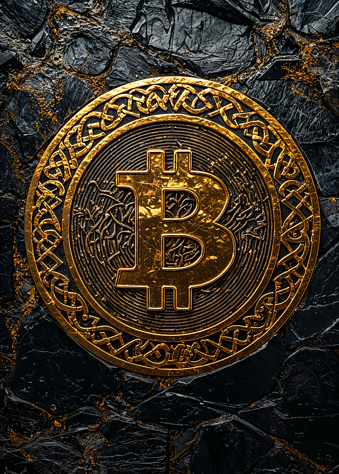 Bitcoin Coin with Celtic Design