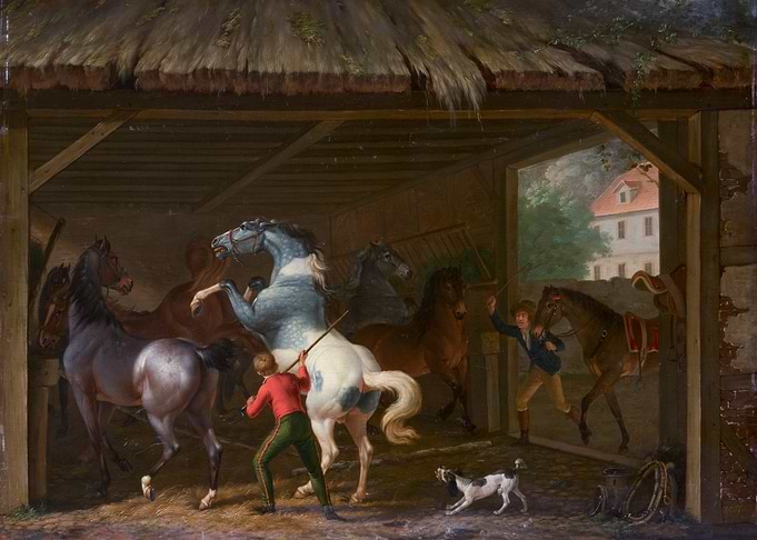 Bolting Horse in the Stable