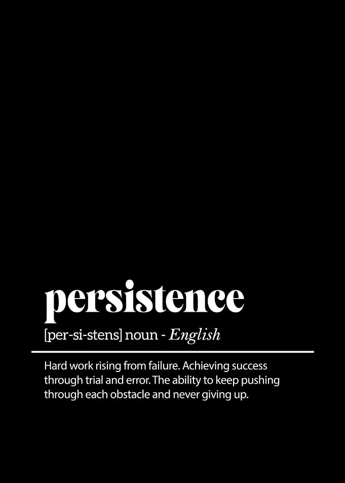 Persistence Definition, Home Office Decor Inspirational Poster