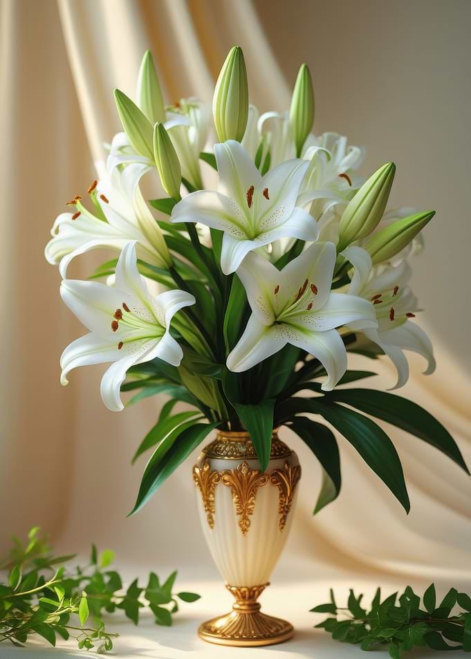 White Lilies in Vase