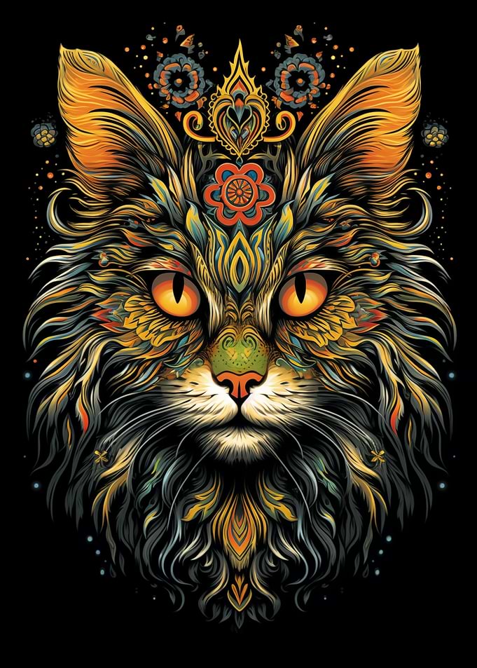 Ornamental Cat Portrait