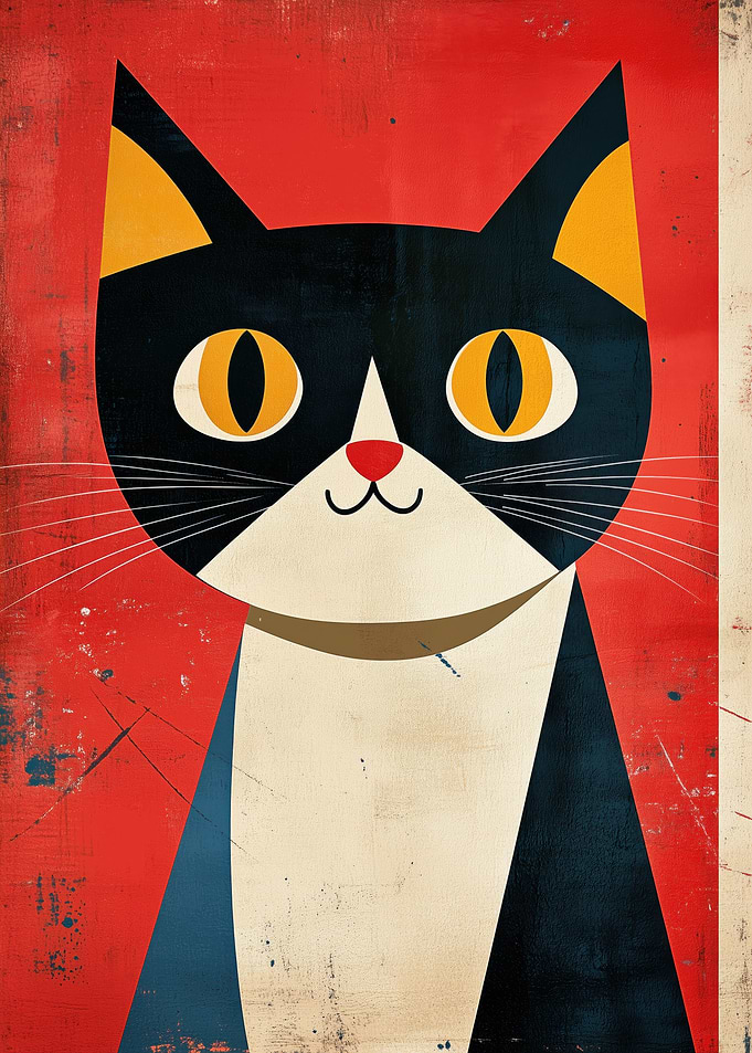 Cat Portrait in Red