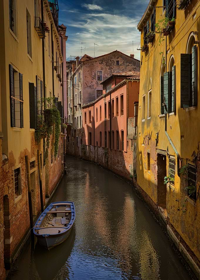 Venice Canal with Boat