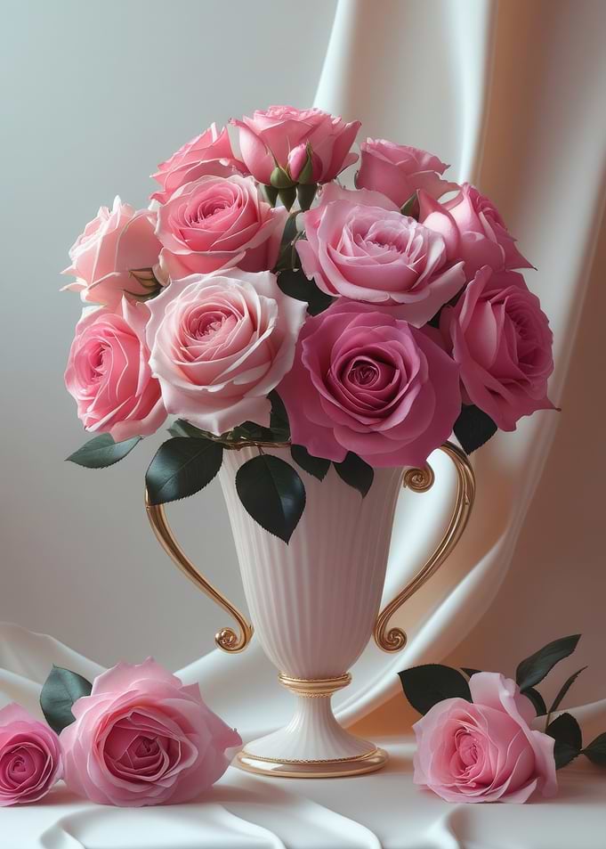 Pink Roses in Vase
