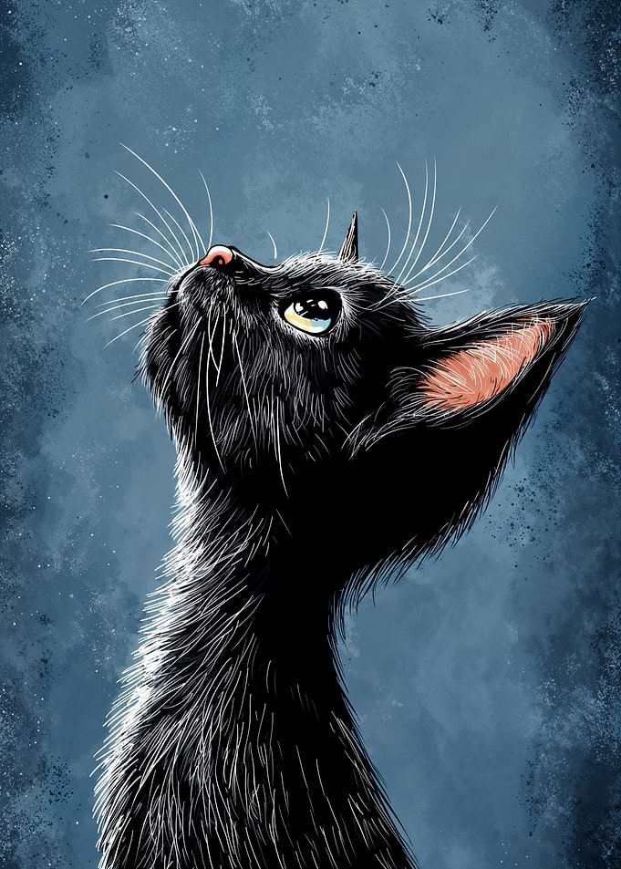 Black Cat Looking Up