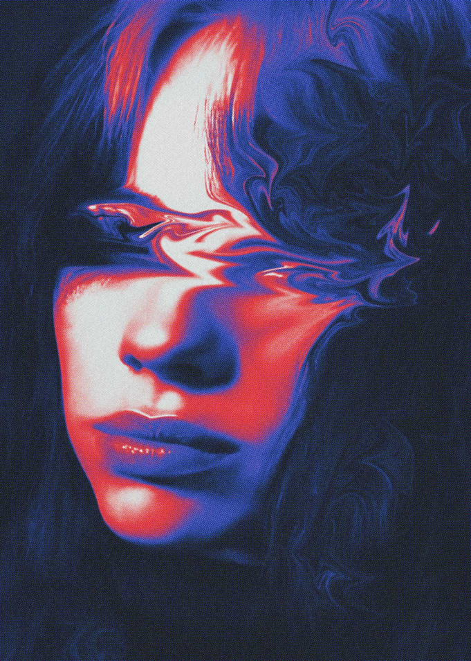 Billie eilish Portrait grainy gradient