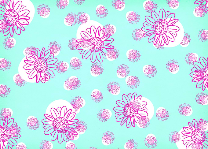 Floral Pattern with Pink and Blue Flowers