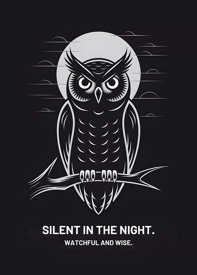 Wise Owl Night Illustration