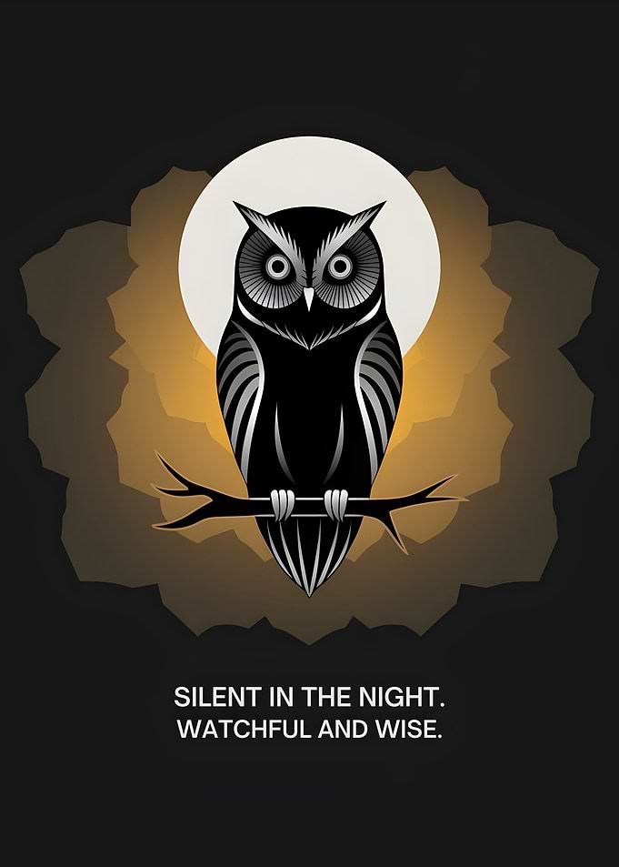 Wise Owl in Moonlight