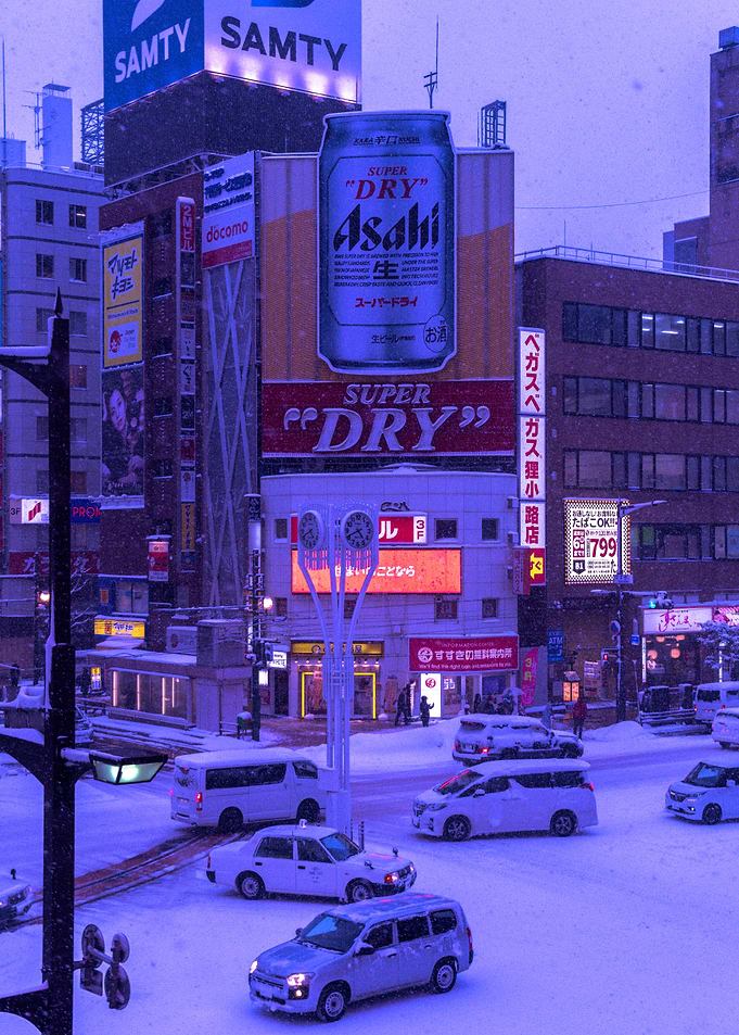 Snowy Japanese Cityscape of Sapporo