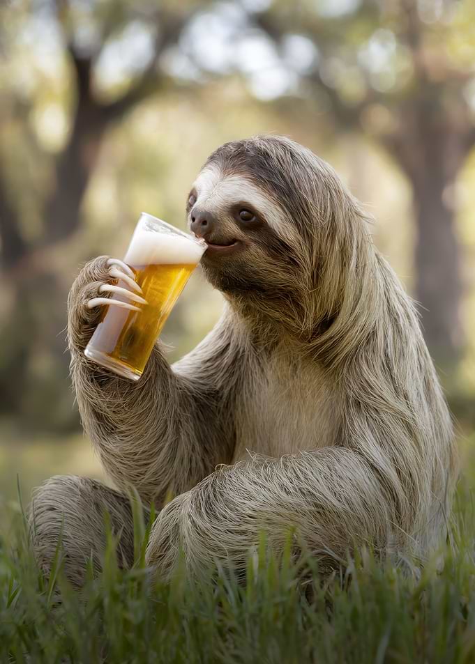 Sloth Sipping A Beer