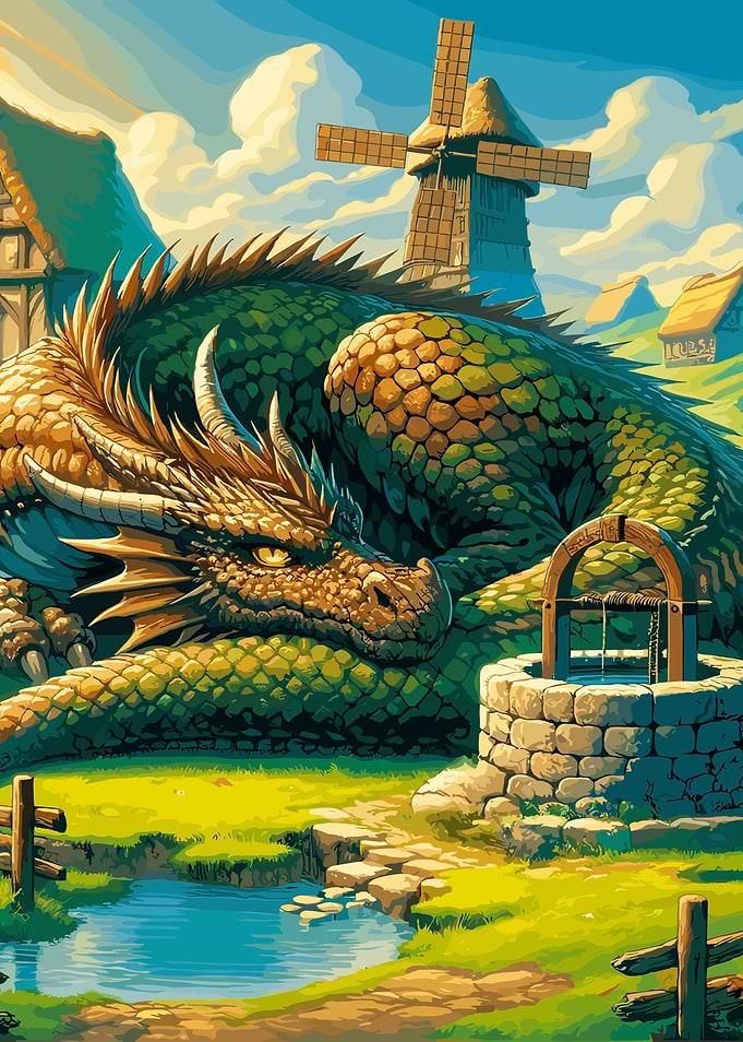 Medieval Fantasy Dragon Village