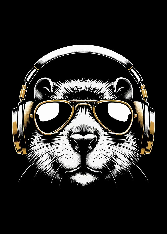 Beaver with Headphones