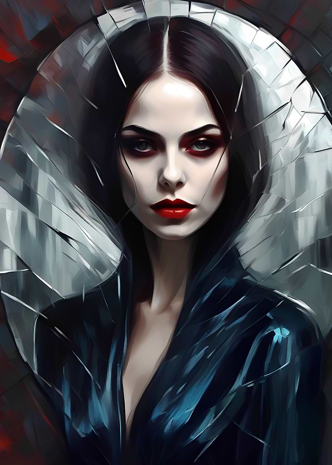 Woman in Blue with Glass Halo