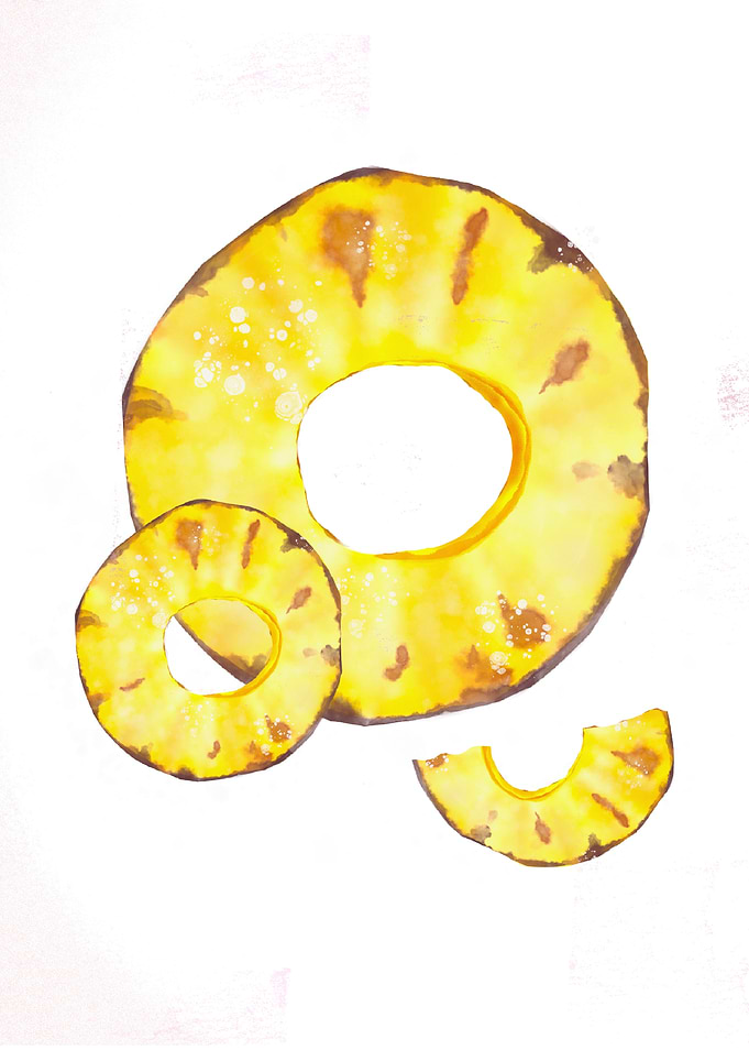 Golden Pineapple Rings – Vibrant Abstract Wall Art