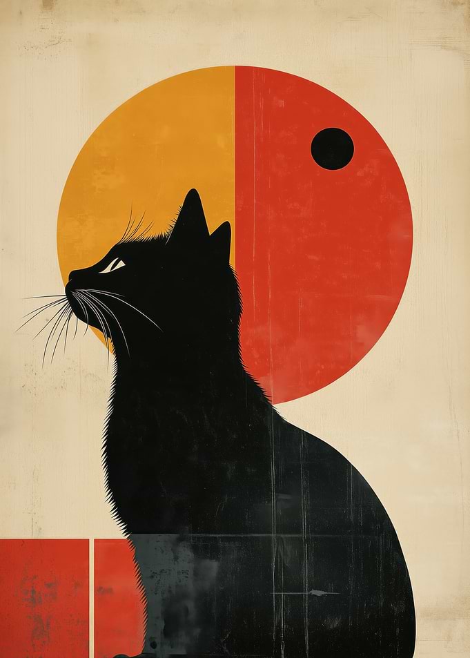 Black Cat Minimalist Art