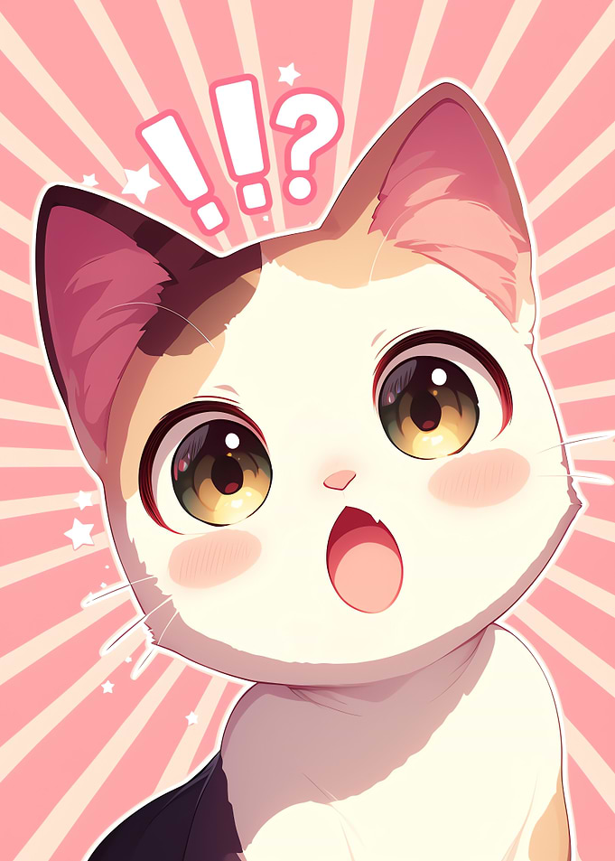 Cute & surprised kawaii anime cat