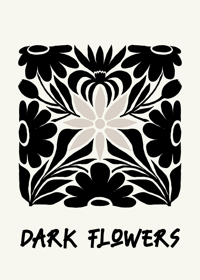 Black and White dark Floral Design