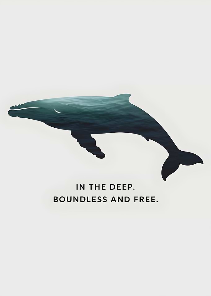Whale Silhouette with Ocean