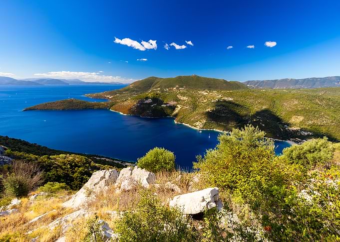 Coastal Landscape with Blue Waters, Greek Island