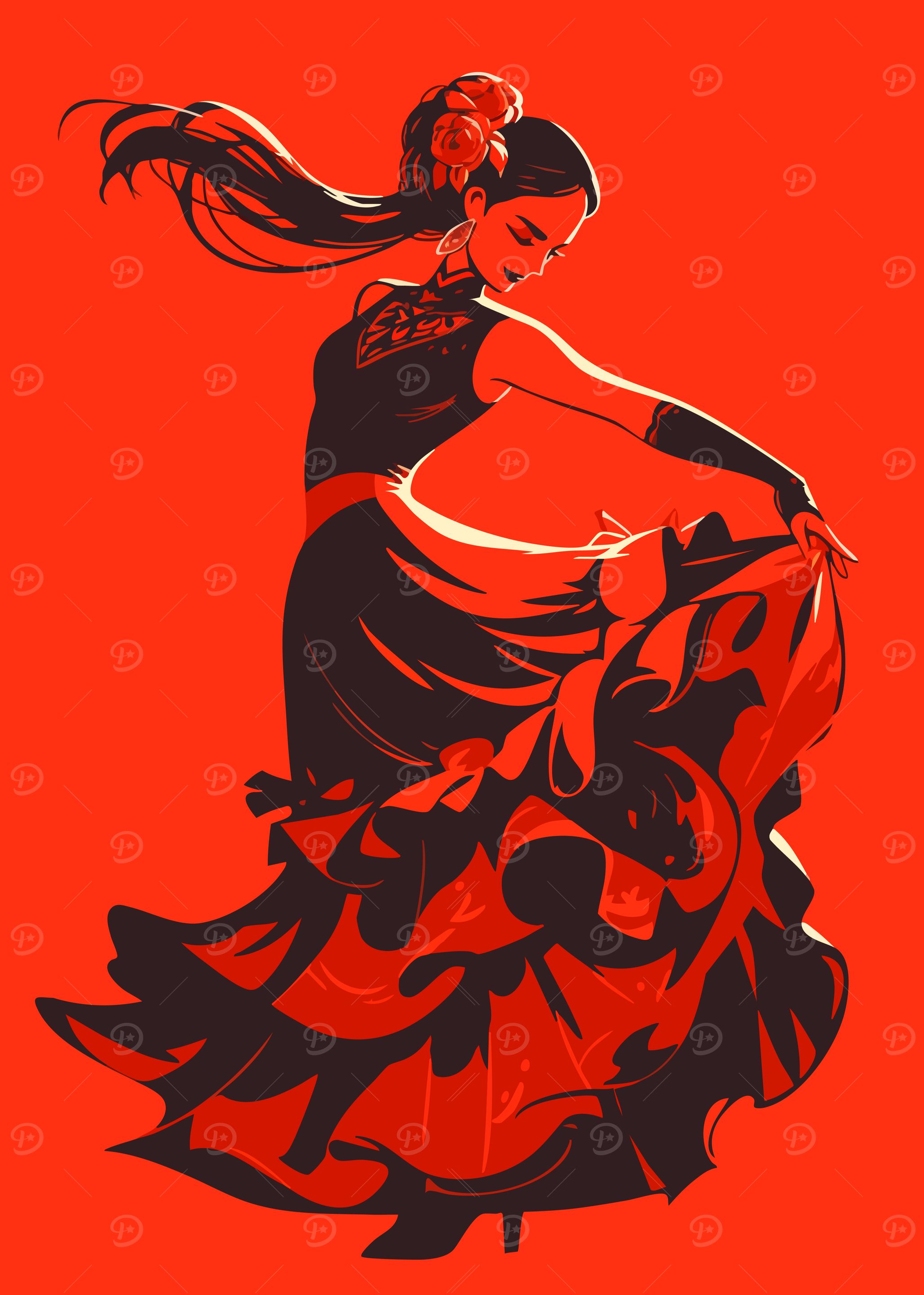 Flamenco Dancer Red Silhouette Minimalist Art