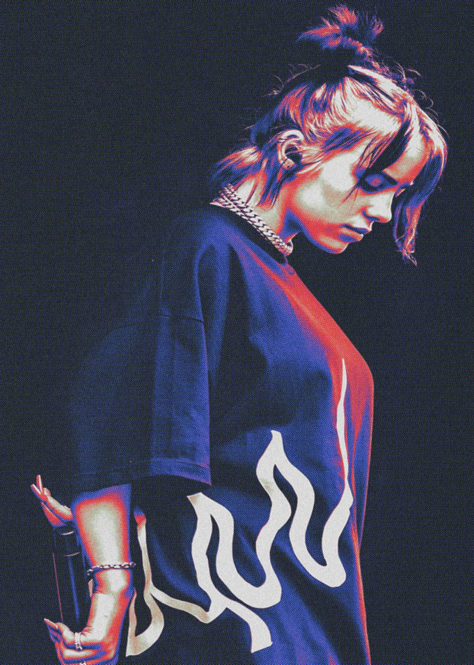 Billie Eilish halftone grunge