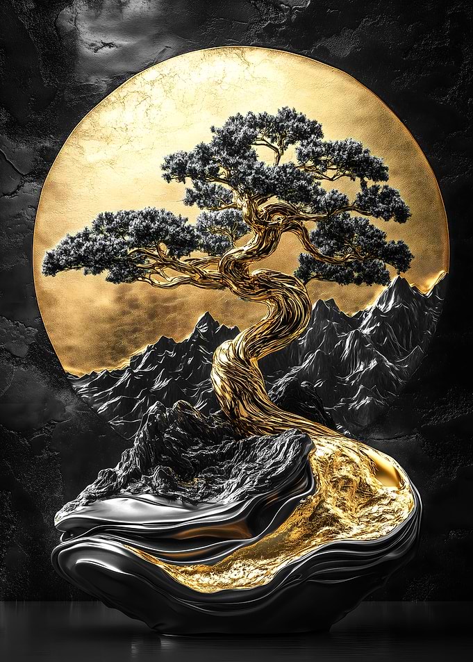 Golden Bonsai Tree Art