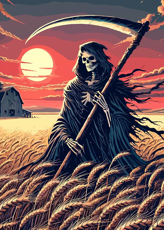 Grim Reaper in Wheat Field