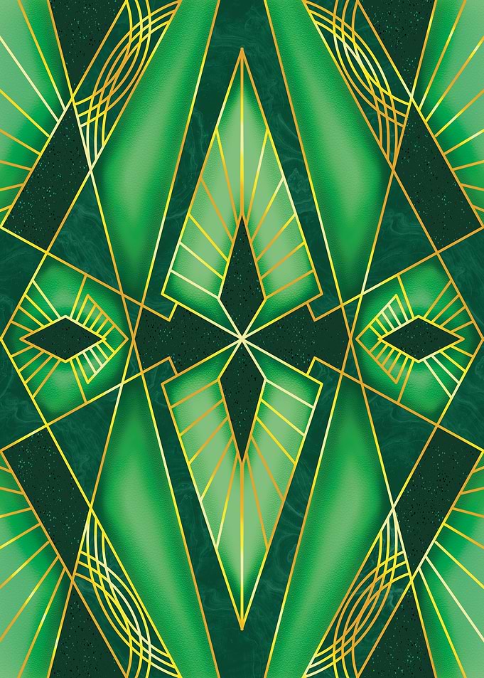 Art Deco Leather Green and Gold 2