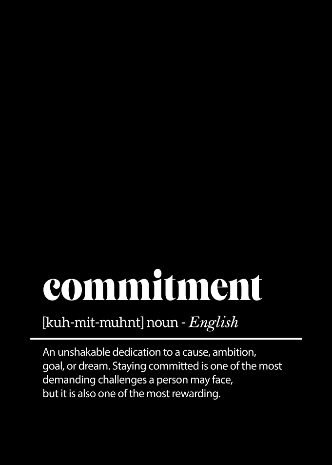 Commitment Definition Print Motivational Office Wall Art Decor