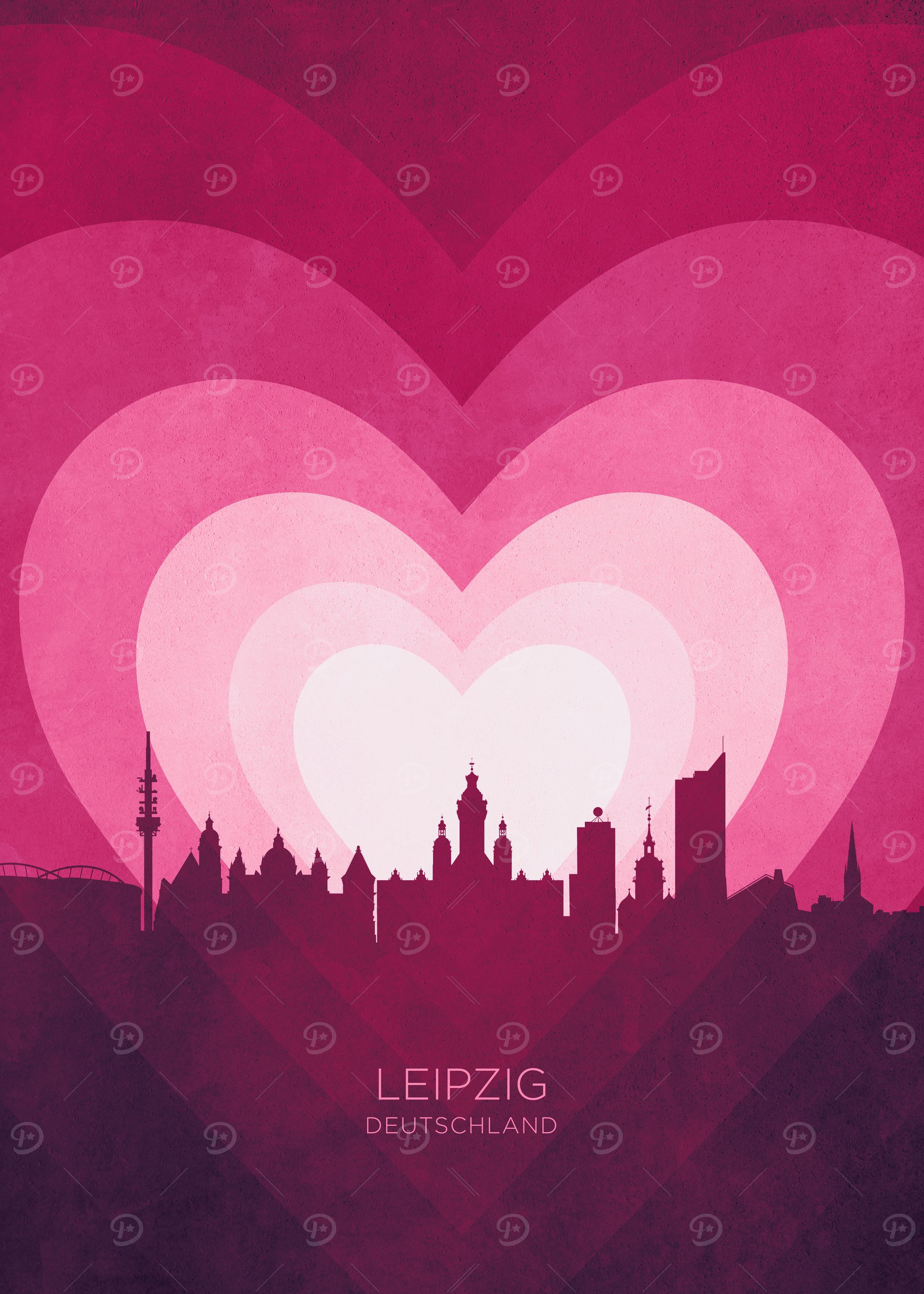 Leipzig Skyline Heart