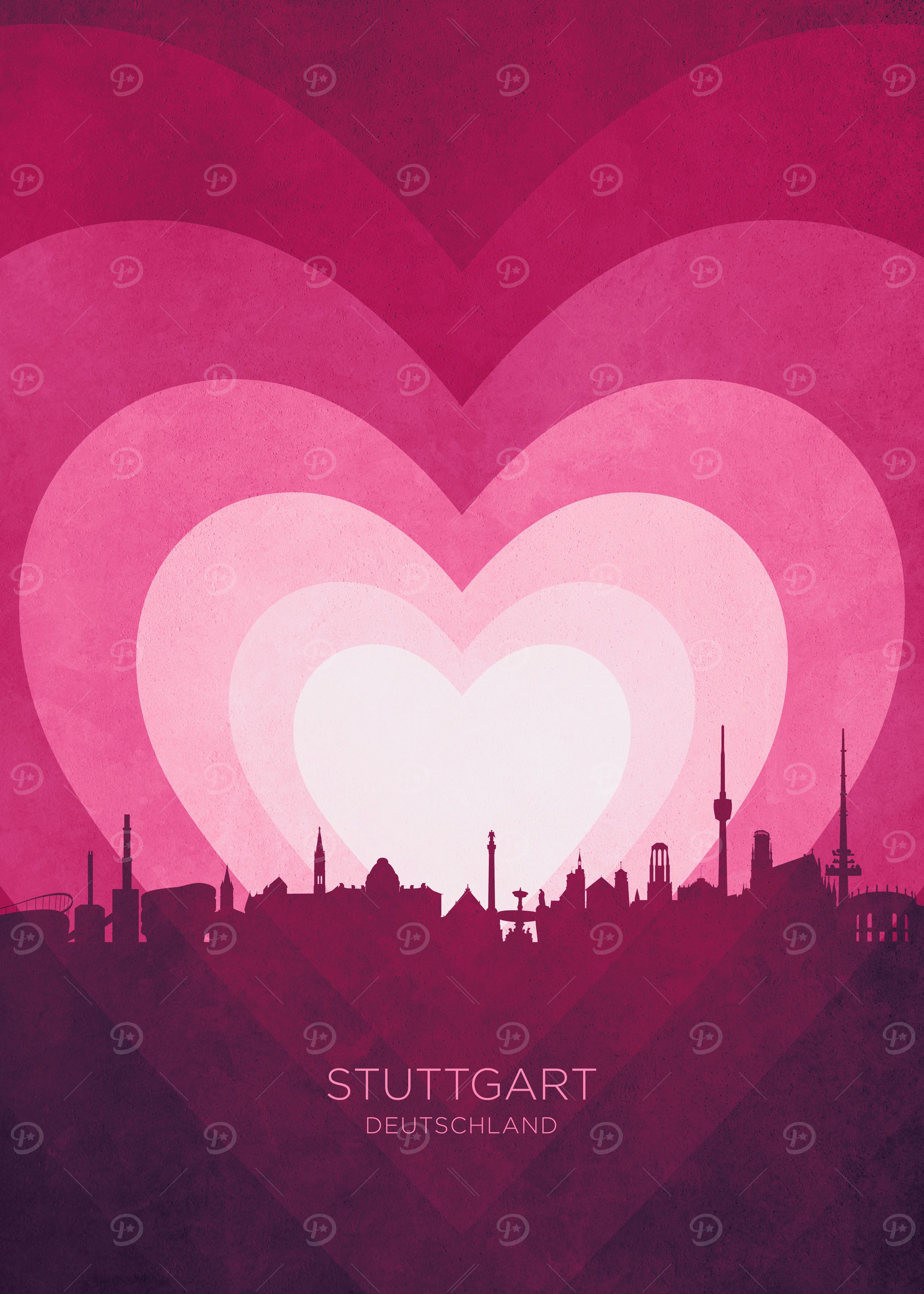 Stuttgart Skyline Heart