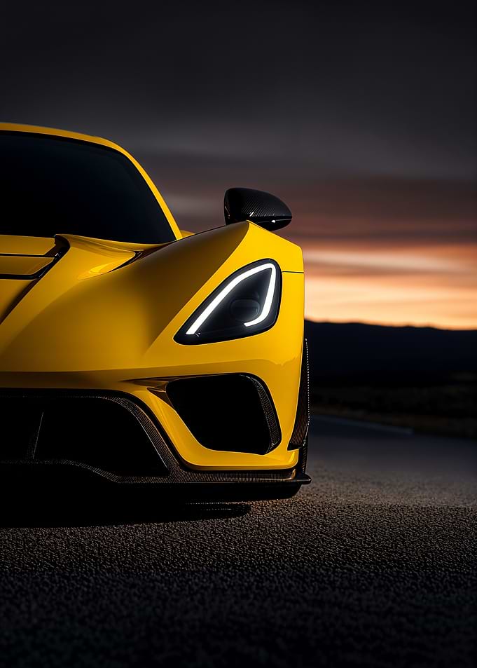 Yellow Sports Car Close-up