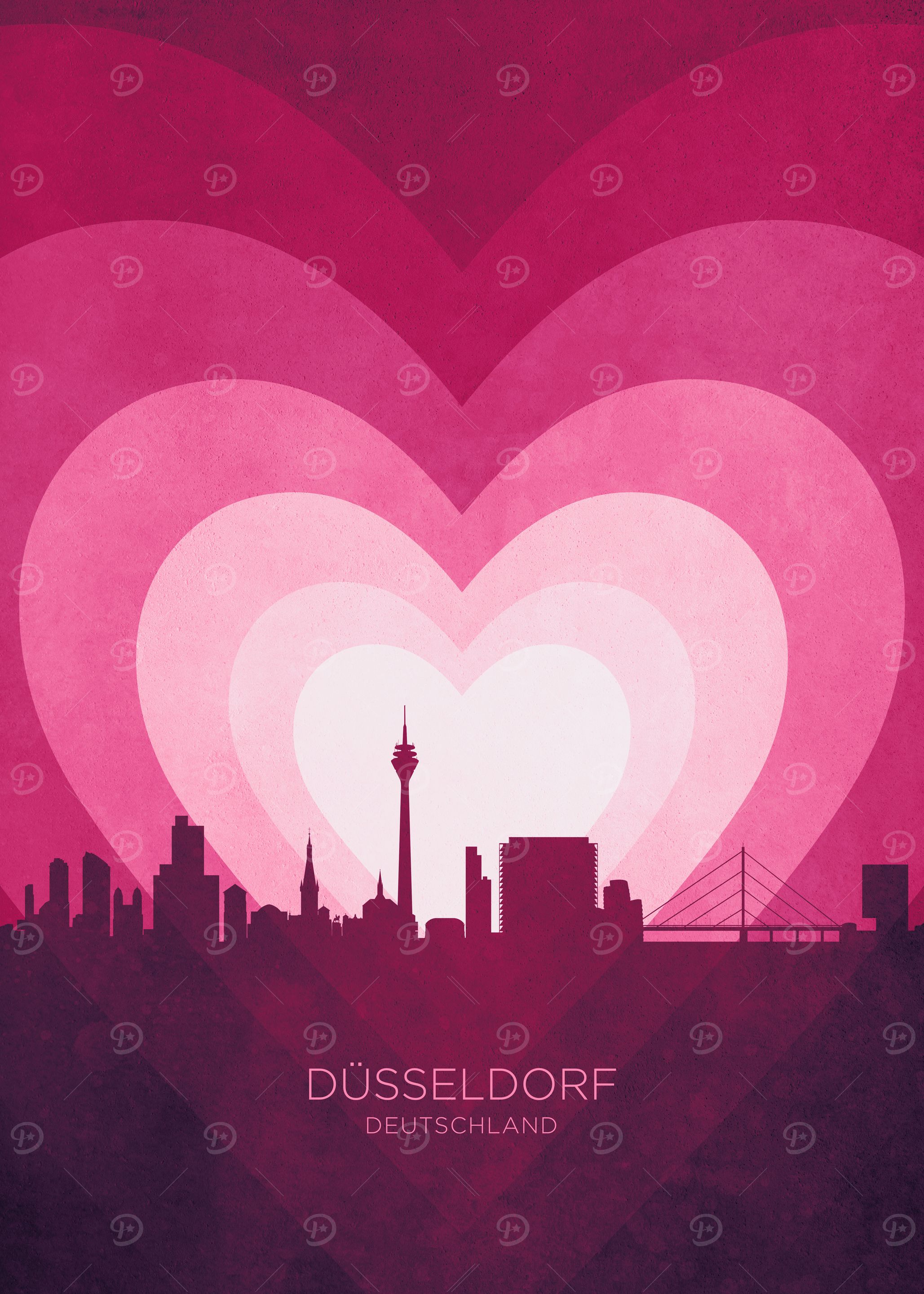 Düsseldorf Skyline Heart