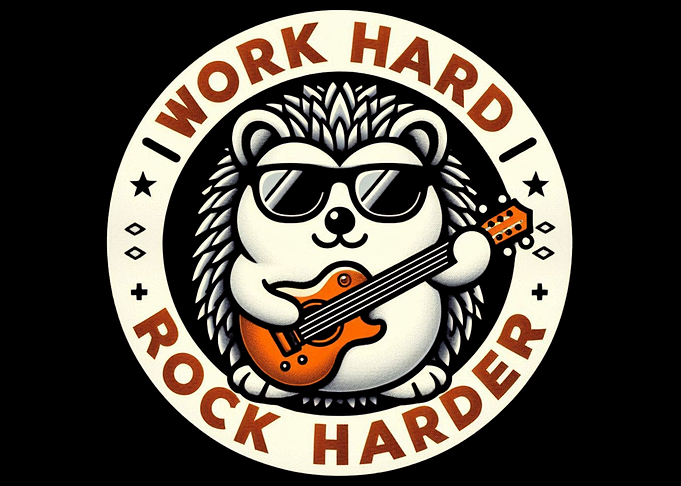 Work Hard Rock Harder – Cool Hedgehog Guitar Design