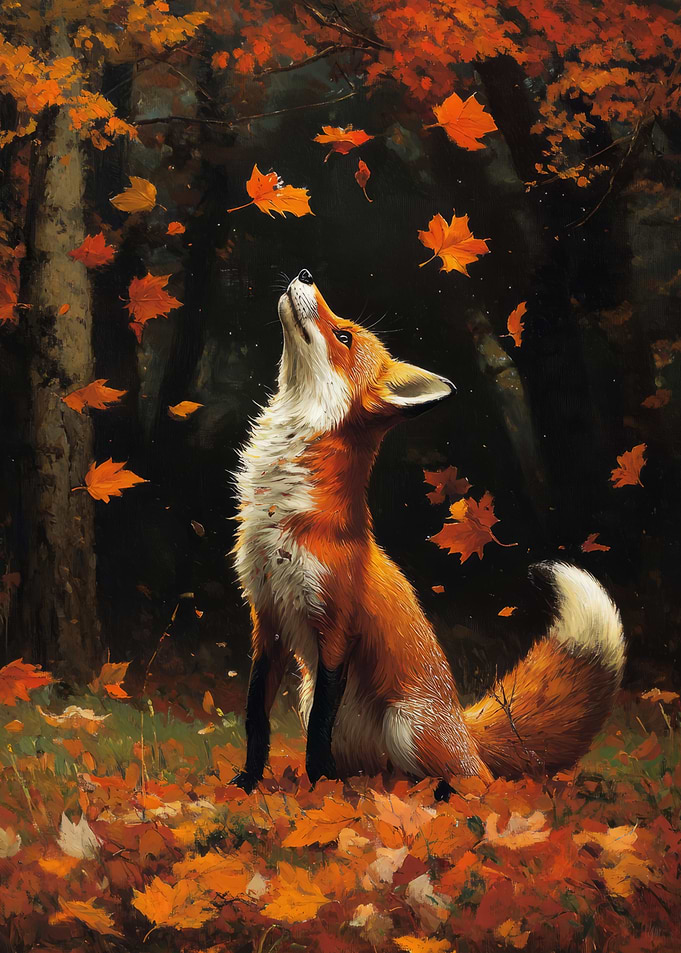 Fox in Autumn Forest