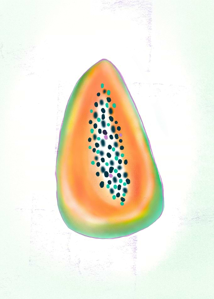 Tropical Papaya Slice – Vibrant Abstract Art