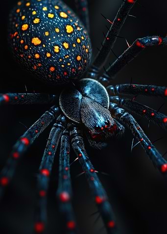 Black Spider with Red and Yellow Spots
