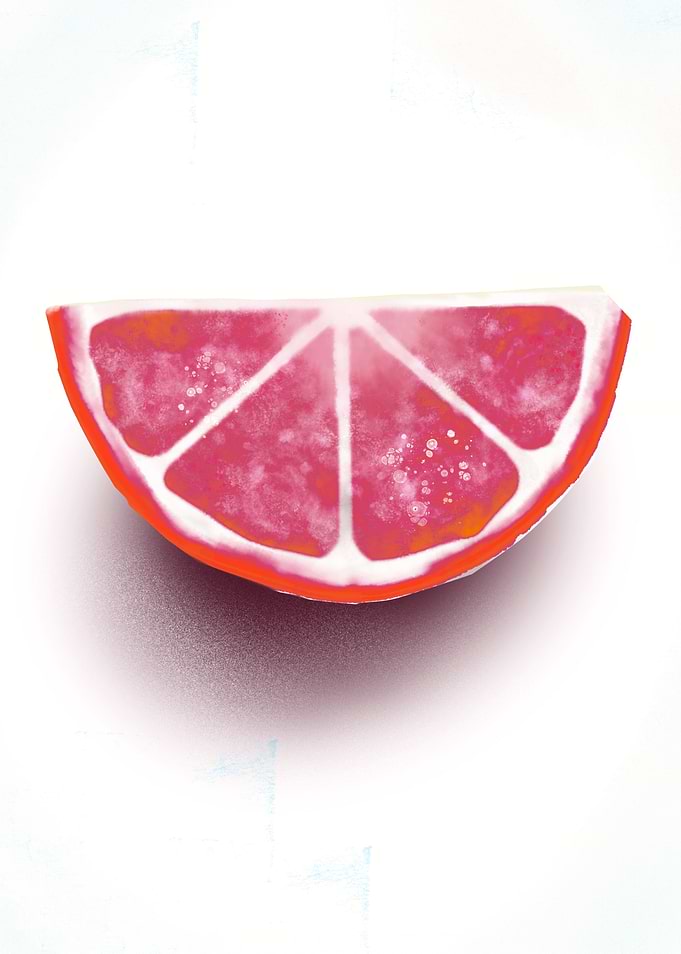 Ruby Grapefruit Slice – Vibrant Abstract Art