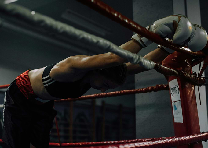 Boxer Stretching in Ring
