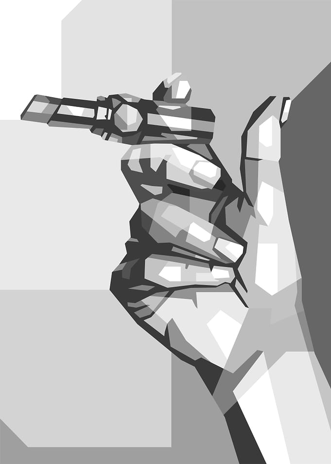 Hand Holding a Knife gray