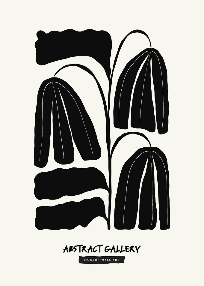 Black and White Abstract Floral Art