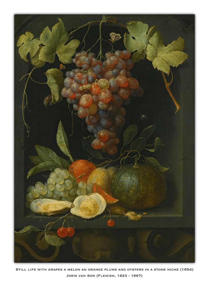 Fruit Still Life in Stone Niche